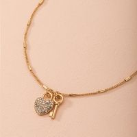 Korea's New Full Diamond Love Key Necklace Simple Clavicle Chain Jewelry Wholesale main image 5
