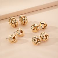 Hot Selling Fashion Creative Exaggerated Retro Metallic Geometric Round Earrings Wholesale main image 1
