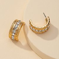 Hot Selling Fashion Metal Diamond Earrings Wholesale main image 2