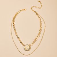 New Simple Diamond Letter Round  Double Necklace Wholesale main image 1