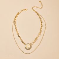 New Simple Diamond Letter Round  Double Necklace Wholesale main image 3