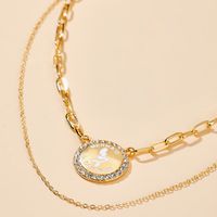 New Simple Diamond Letter Round  Double Necklace Wholesale main image 4