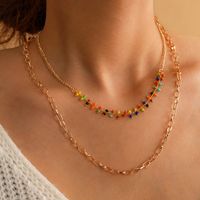 New Bohemian Clan Style Colored Rice Bead Necklace Simple Multi-layer Clavicle Chain Wholesale main image 2