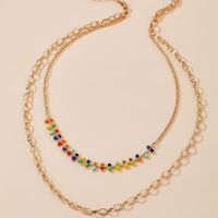 New Bohemian Clan Style Colored Rice Bead Necklace Simple Multi-layer Clavicle Chain Wholesale main image 4