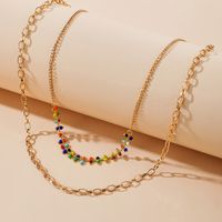 New Bohemian Clan Style Colored Rice Bead Necklace Simple Multi-layer Clavicle Chain Wholesale main image 5