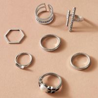 Hot Selling Fashion Polygon Diamond Pearl Joint Ring Set Wholesale main image 3