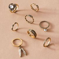 Hot Selling Fashion Polygon Diamond Pearl Joint Ring Set Wholesale main image 5