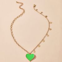 Korean Green Dripping Oil Love Necklace Simple Five-pointed Star Snake Bone Chain Necklace Wholesale main image 3