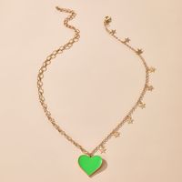 Korean Green Dripping Oil Love Necklace Simple Five-pointed Star Snake Bone Chain Necklace Wholesale main image 5