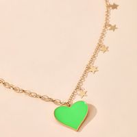 Korean Green Dripping Oil Love Necklace Simple Five-pointed Star Snake Bone Chain Necklace Wholesale main image 6