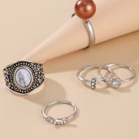 Hot Selling Retro Turquoise Ring Diamond-studded Pearl Joint Ring 5-piece Set main image 4
