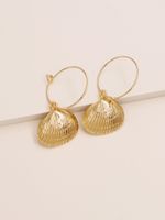 Hot Selling Fashion Metal Texture Earrings Alloy Shell Earrings Wholesale main image 3