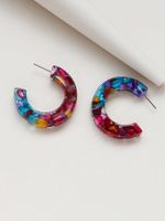 New Color Acrylic C-shaped Earrings main image 4