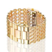 Fashion Temperament Rectangular Steel Band Ladies Bracelet Diamond Wide Strap Quartz Watch main image 6