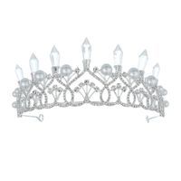 Hot Selling Fashion Bridal Headdress Retro Crystal Column Pearl Big Crown Headhair main image 2