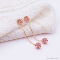 Korean Flower Crystal Ball Tassel Long  Earrings Wholesale main image 3