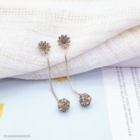 Korean Flower Crystal Ball Tassel Long  Earrings Wholesale main image 4