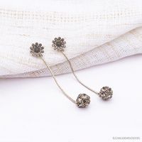 Korean Flower Crystal Ball Tassel Long  Earrings Wholesale main image 5