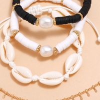 Handmade Beaded Imitation Shaped Pearl Bracelet Natural Shell Woven Bracelet 4-piece Set Same Earrings For Couple main image 4