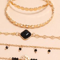Fashion Simple Black Square Resin Diamond Handmade Beaded Bracelet 5 Piece Set main image 4