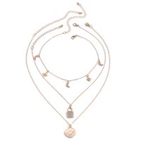 Fashion Creative Micro-studded Clavicle Necklace Retro Simple Lock Necklace Set Wholesale sku image 1