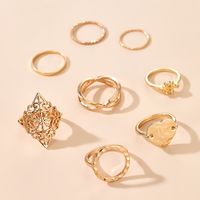 Hot Selling Fashion Cross Simple Hollow Love Round 8-piece Ring Set Wholesale sku image 1