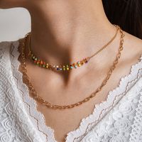 New Bohemian Clan Style Colored Rice Bead Necklace Simple Multi-layer Clavicle Chain Wholesale sku image 1