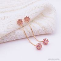 Korean Flower Crystal Ball Tassel Long  Earrings Wholesale sku image 2