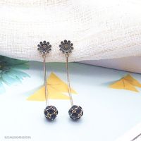 Korean Flower Crystal Ball Tassel Long  Earrings Wholesale sku image 4