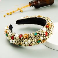 New Retro Dinner Fashion Baroque Gemstone Beaded Boutique Women's Flowers Wild Headband sku image 1
