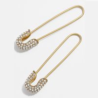 Fashion Needle Earrings Diamond Pearl Brooch Double Wearing Paper Clip Earrings Wholesale Nihaojewelry sku image 3