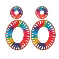 Fashion Rainbow Colorful Raffia Earrings sku image 1