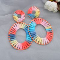 Fashion Rainbow Colorful Raffia Earrings sku image 3