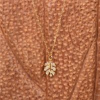 New Leaf Simple Diamond Leaf Women's Copper Pendant Clavicle Chain Fashion Accessories main image 4