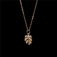 New Leaf Simple Diamond Leaf Women's Copper Pendant Clavicle Chain Fashion Accessories main image 5