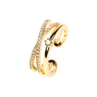 New Simple Double Layer Cross Ring Fashion Zircon Micro-inlaid Open Index  Ring main image 2