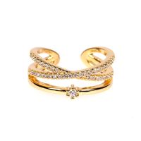 New Simple Double Layer Cross Ring Fashion Zircon Micro-inlaid Open Index  Ring main image 6
