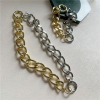 Mode Übertrieben Gold Und Silber Zweifarbig Breite Kette Schlüsselbeinkette Einfache Dicke Kette Kurze Halskette Für Frauen main image 4