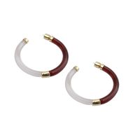 Fashionable New Large Circle Transparent Color Brown Double Color Matching Wild Earring For Women main image 6