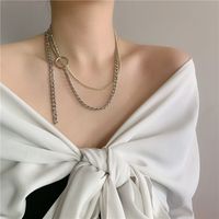 Small Fashion New Couple Gold And Silver Mixed Color Alloy Necklace Clavicle Chain main image 3