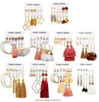 New Hot Sale Bohemian Moon Triangle Tassel Earring Set 6 Pairs Wholesale main image 3