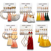 New Hot Sale Bohemian Moon Triangle Tassel Earring Set 6 Pairs Wholesale main image 4