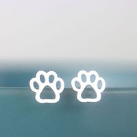 Hot-saling Hollow  Alloy Plating Cute Animal Cat And Dog Foot Earrings Wholesale main image 5