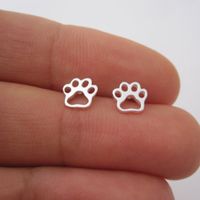 Hot-saling Hollow  Alloy Plating Cute Animal Cat And Dog Foot Earrings Wholesale main image 4