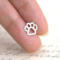 Hot-saling Hollow  Alloy Plating Cute Animal Cat And Dog Foot Earrings Wholesale main image 3