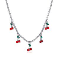 New Single Row Micro-embellished Diamond Rhinestone Cherry Tennis Chain Cherry Pendant For Women main image 3