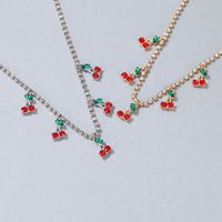 New Single Row Micro-embellished Diamond Rhinestone Cherry Tennis Chain Cherry Pendant For Women main image 5