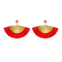New Exaggerated Frosted Fan-shaped Bohemian Tassel Earrings Wholesale main image 1