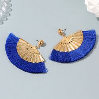 New Exaggerated Frosted Fan-shaped Bohemian Tassel Earrings Wholesale main image 3