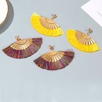 New Exaggerated Frosted Fan-shaped Bohemian Tassel Earrings Wholesale main image 4